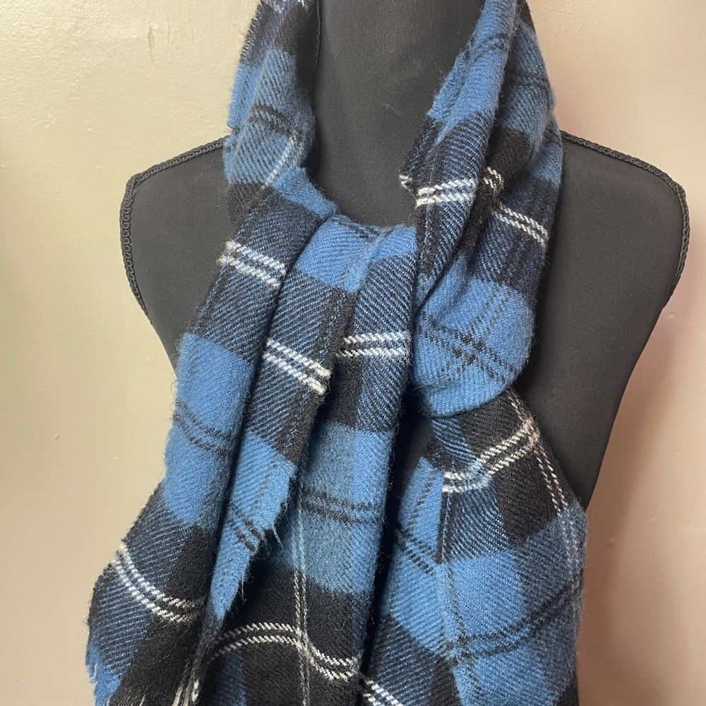 Blue and Black Plaid Scarf